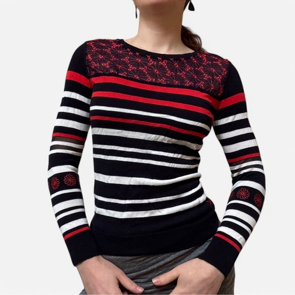 Desigual Striped Black and Red knit long sleeve - Picture 2 of 14